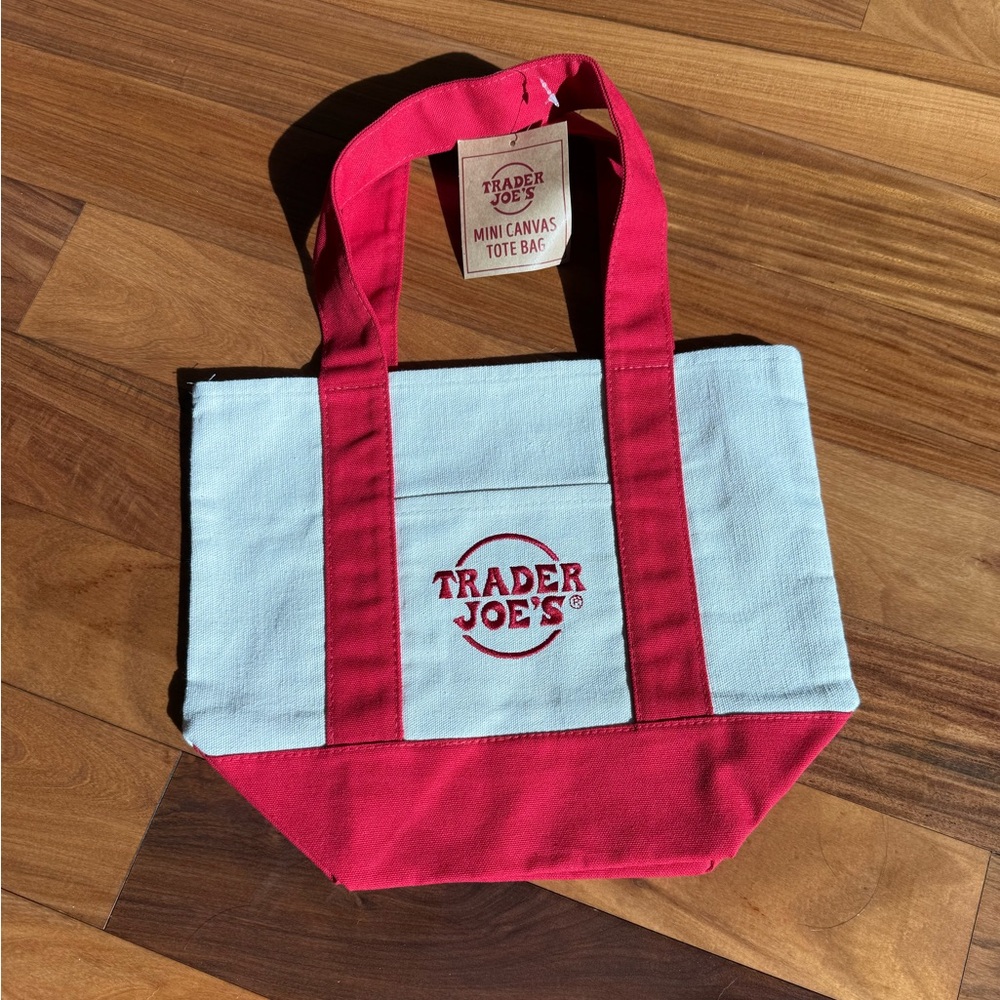 Trader Joe's Mini Canvas Tote Reusable Bag "Red" SOLD OUT!!! NEW NWT